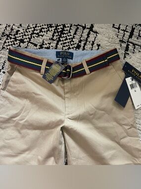 Polo by Ralph Lauren Kids Tan Chino Pants with Striped Web Belt